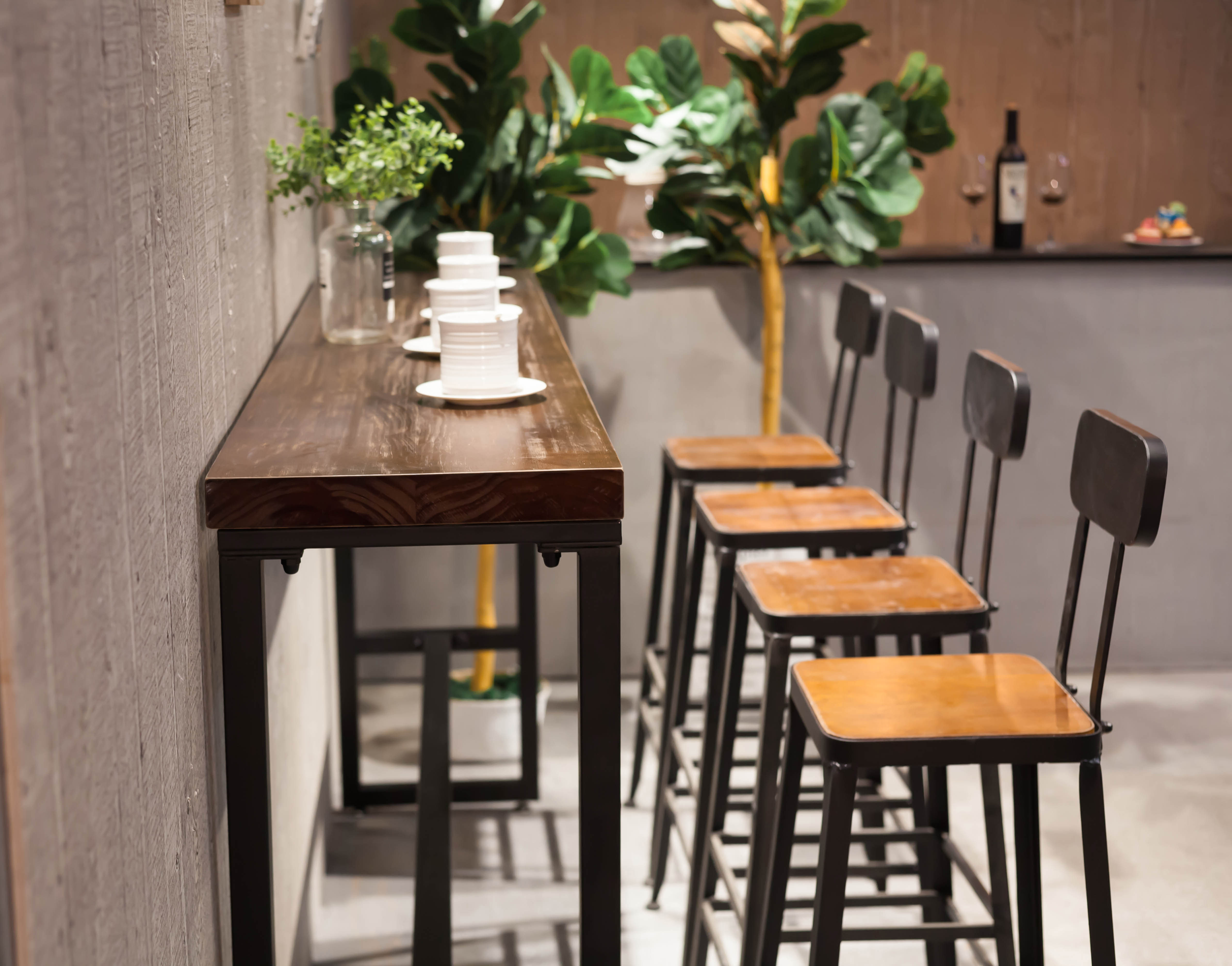 实木吧台桌家用小长条桌简约休闲客厅靠墙水吧咖啡店酒吧高脚桌椅