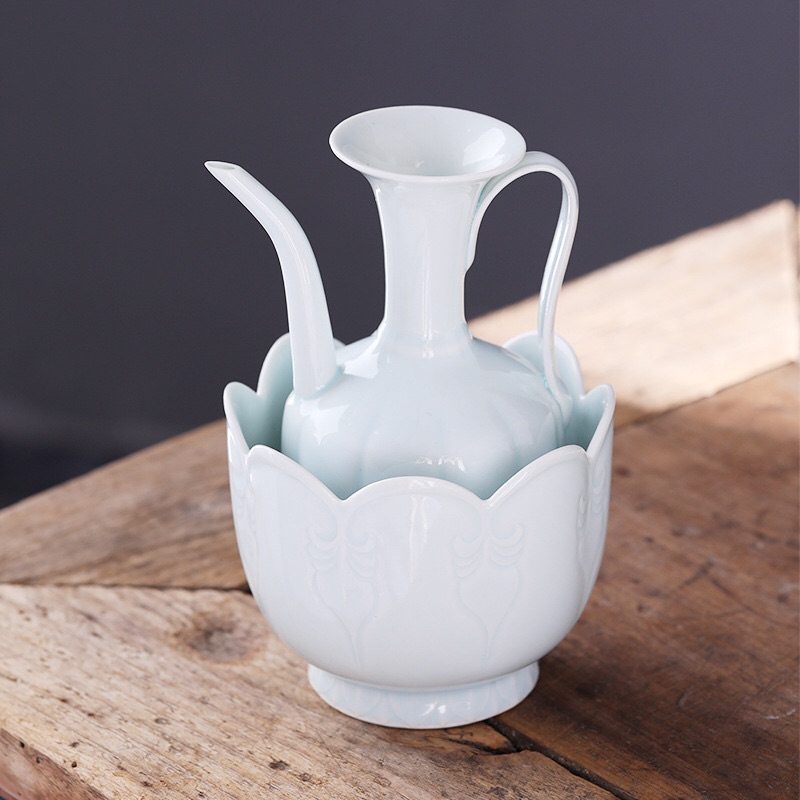 宋代茶壶影青小号汤瓶莲花温茶酒壶知否鹤唳华亭茶杯