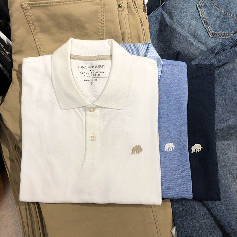 美中购物车Banana Republic男士休闲POLO衫翻领短袖棉T恤经典纯色