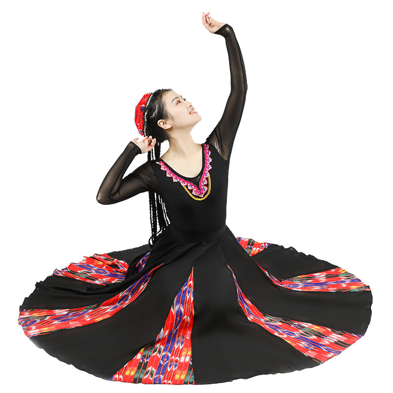舞蹈新疆维族裙子藏族服装练功半身大摆演出服新疆舞服
