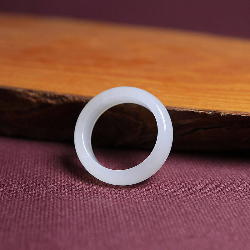 戒指新疆和田羊脂白玉指环男女女款冰种情侣手饰