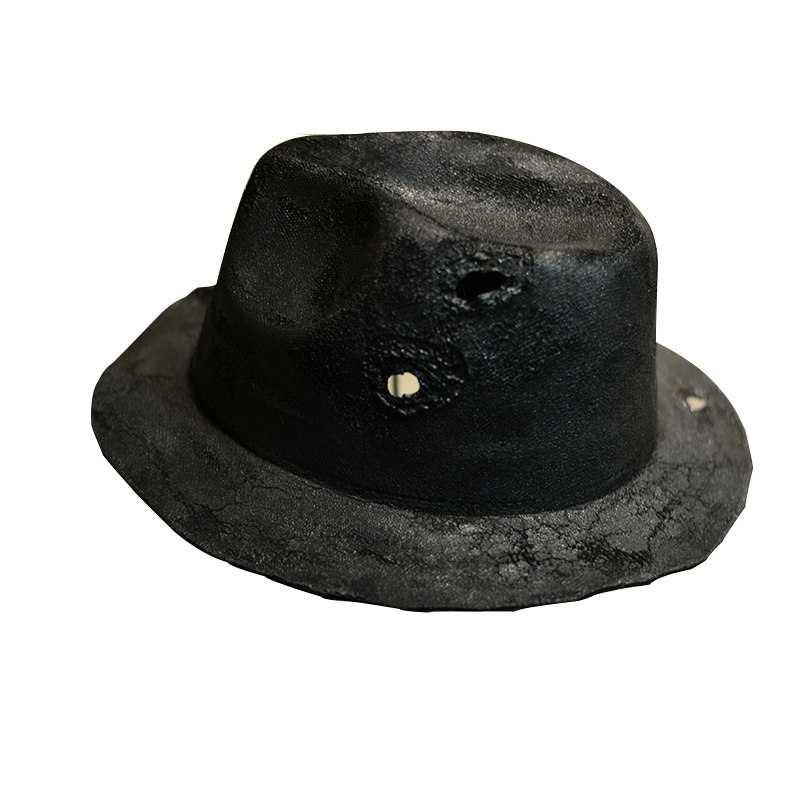 爵士磨砂做旧男女毛呢破洞帽子山本暗黑烧毁帽子