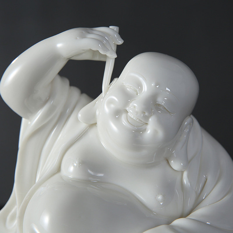 陶瓷乐佛弥勒佛摆件客厅招财家饰品办公桌开业礼品笑佛笑纳八方财