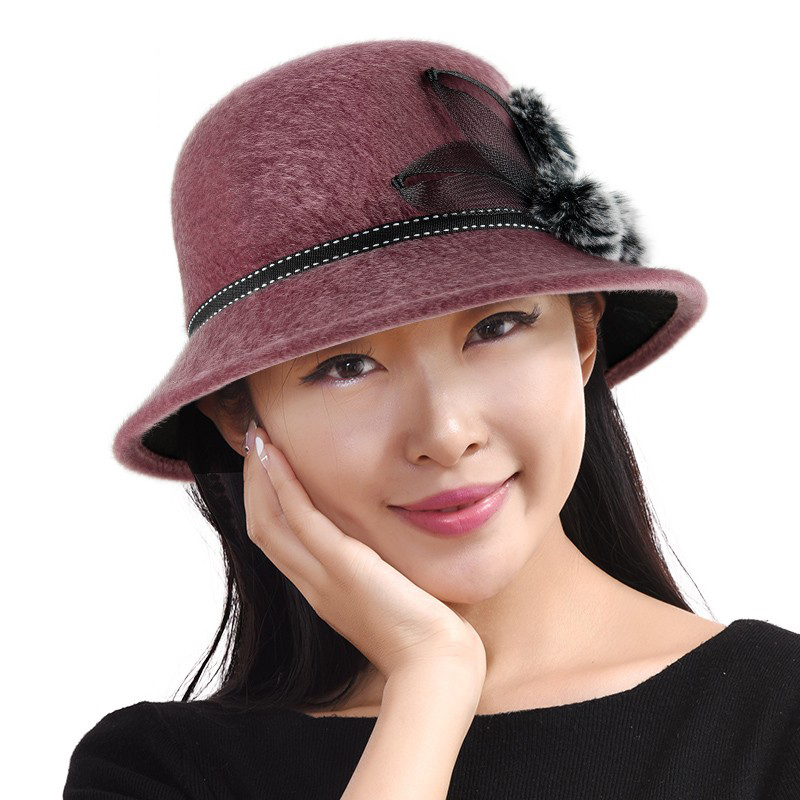 帽子子女冬天韩版毛呢小礼帽英伦时尚贵妇时装帽子