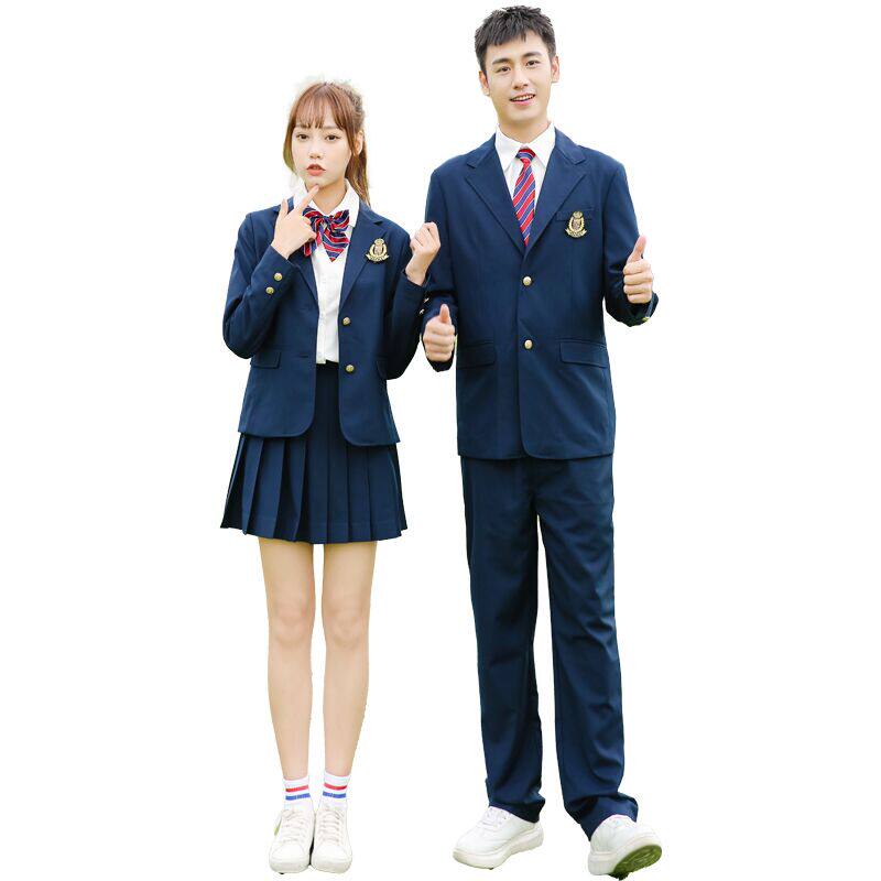西装班服中学生校服男女女装三件套装春秋秋冬季学生校服
