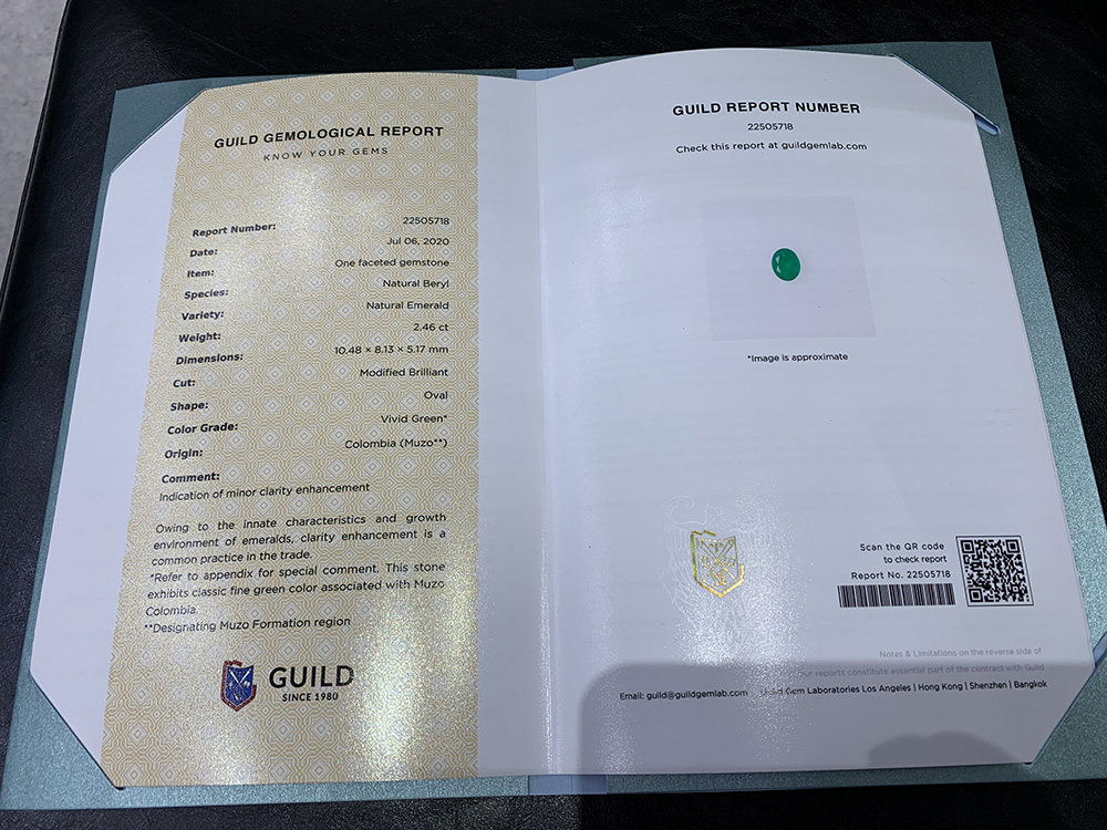 米莱珠宝guild证书246克拉哥伦比亚木佐极微椭圆祖母绿其他