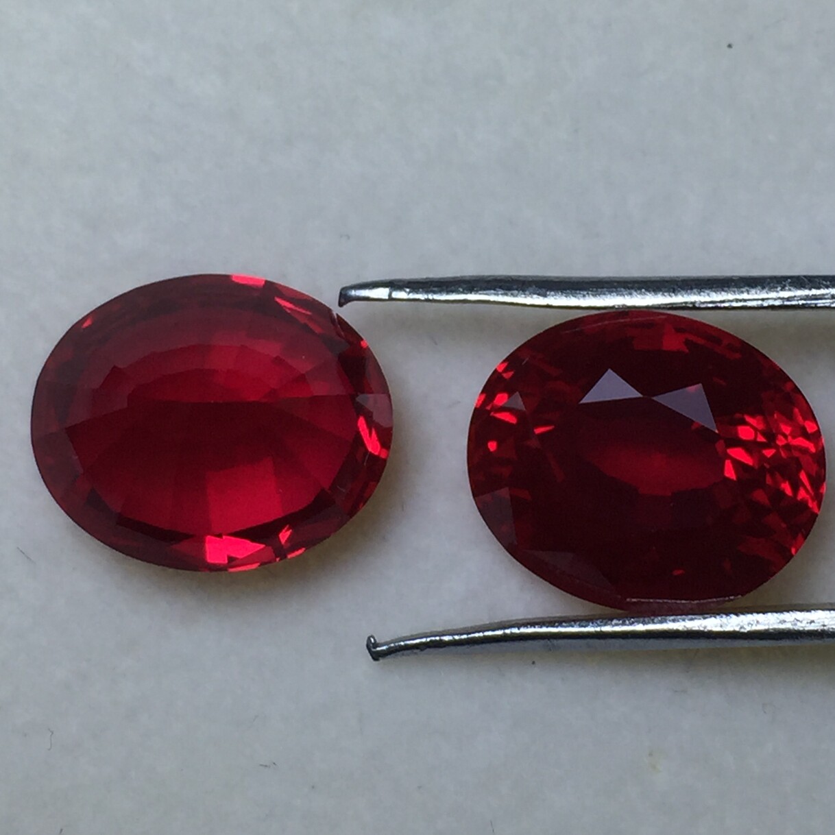 尖底 红刚玉 裸石 宝塔切工 人造红宝石戒面 饰品