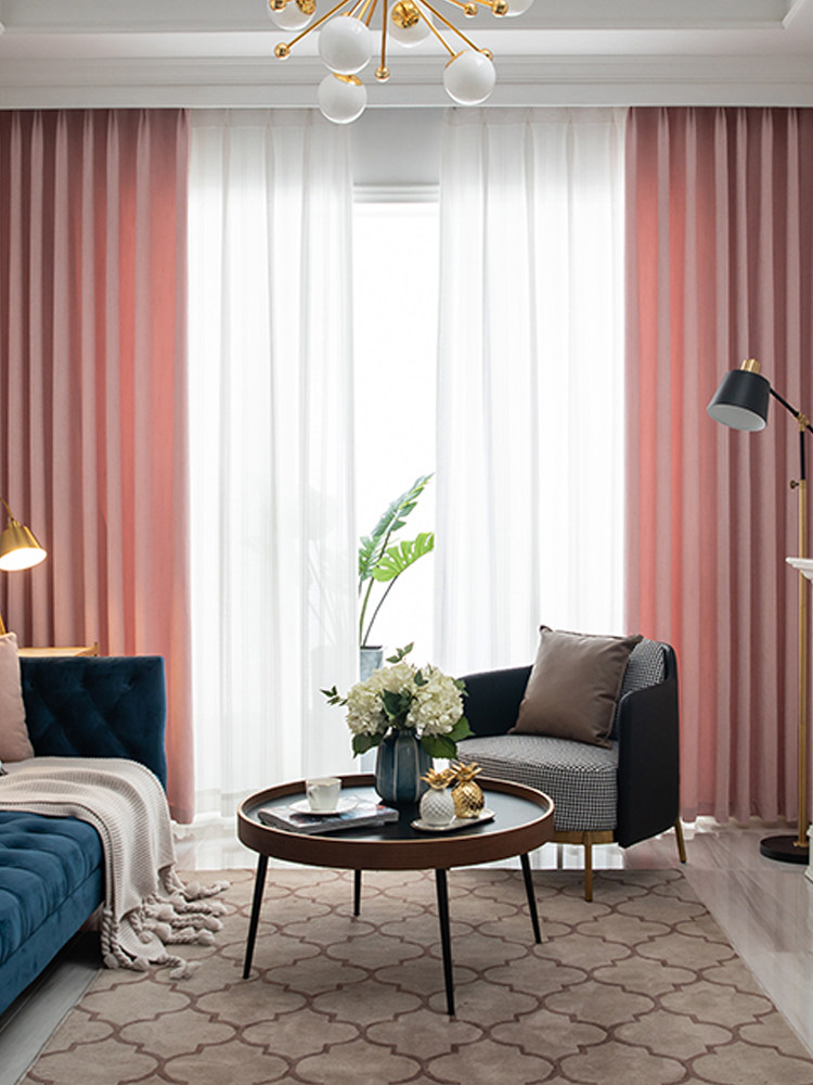 轻奢窗帘羊绒雪尼尔高档大气客厅卧室北欧简约定制窗帘