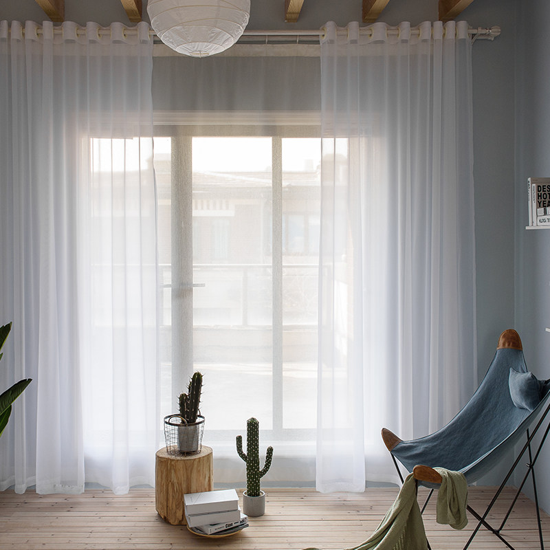 透明纱帘透气窗纱白纱超薄客厅飘窗橱窗床帘定制窗帘