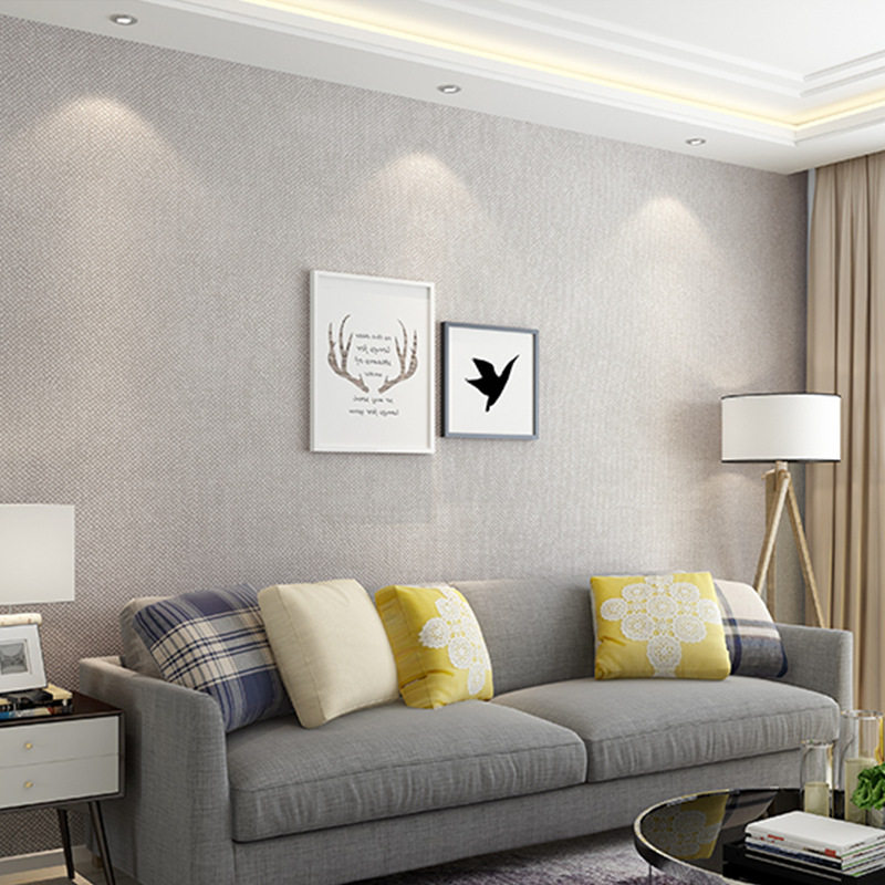 客厅墙纸现代简约米素立体纯色素色温馨办公室加厚无纺布墙纸