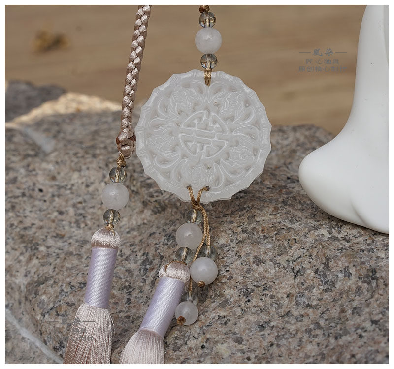 韶华宫绦原创汉服腰带配饰压裙玉坠白玉腰佩丝绦玉佩长流苏男女