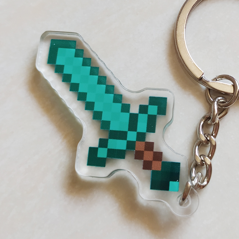 mc我的世界钥匙扣苦力史蒂夫影人钻石剑镐武器游戏实物周边