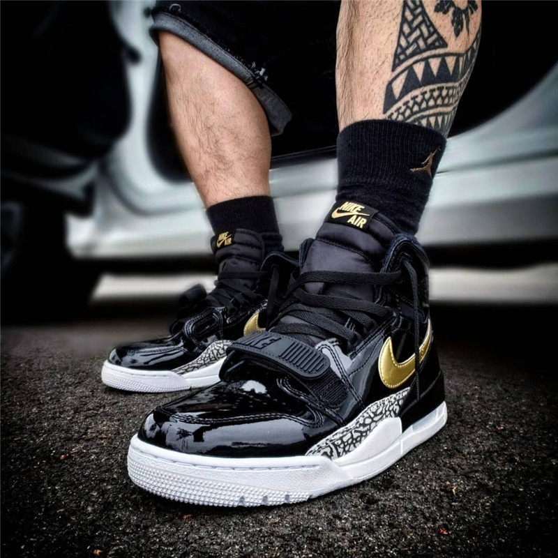 代购正品jordanlegacy黑金漆皮aj312男高帮篮球鞋篮球鞋