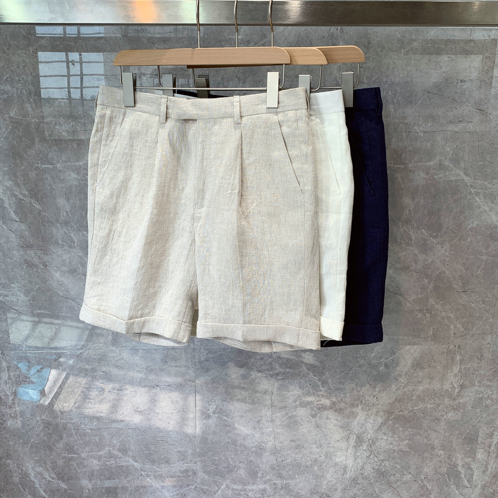 夏季新款韩国亚麻休闲裤五分裤子直筒纯色韩版潮流垂感ins短裤男