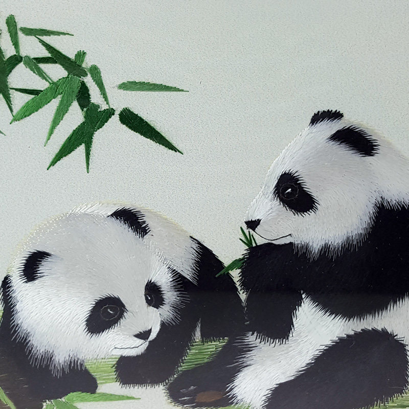 大熊猫蜀绣手工艺品手工刺绣双面外事出国接待商务刺绣