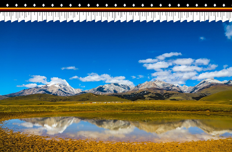 西藏藏式挂布格聂神山布达拉宫背景布