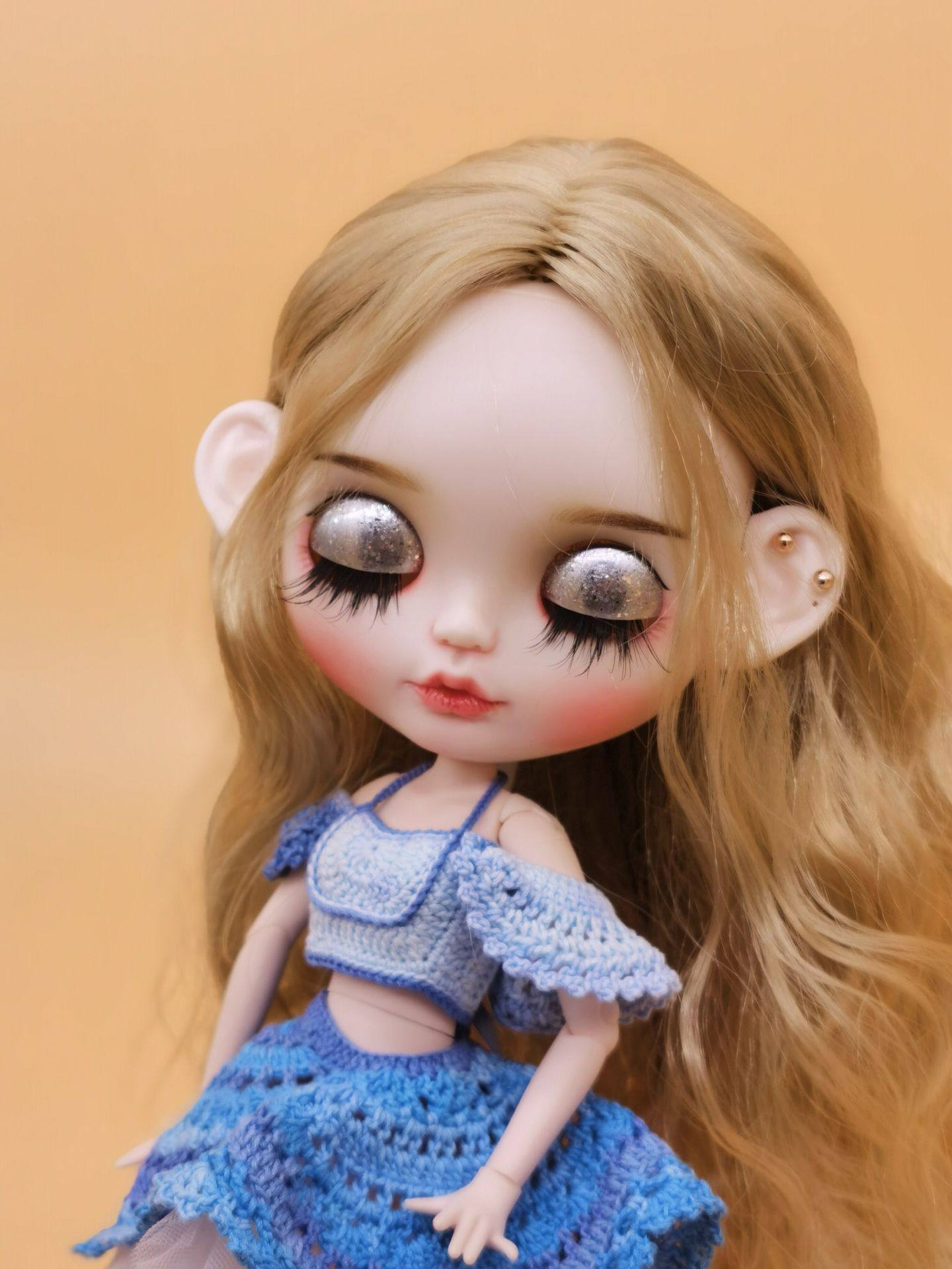 改娃手工金色大波波浪银色眼皮嘟嘟嘴女孩小布娃娃