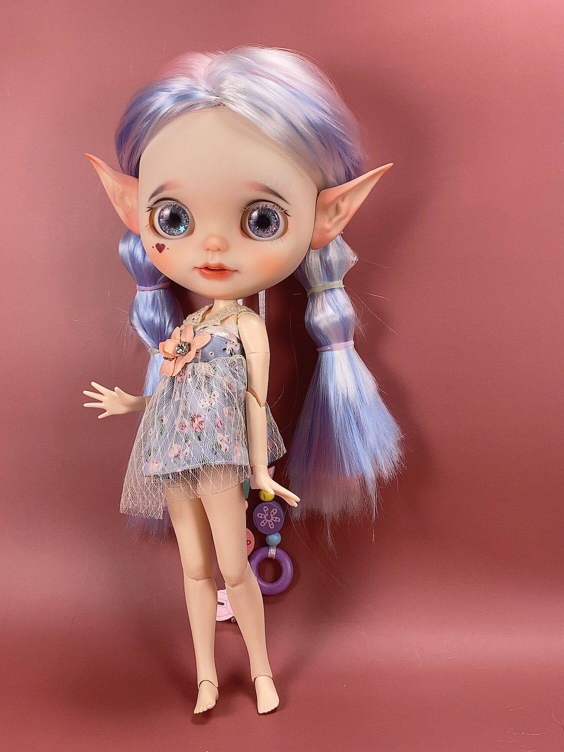 小布改娃成品小妖妖女幻彩彩妆妖精耳朵配淡娃娃