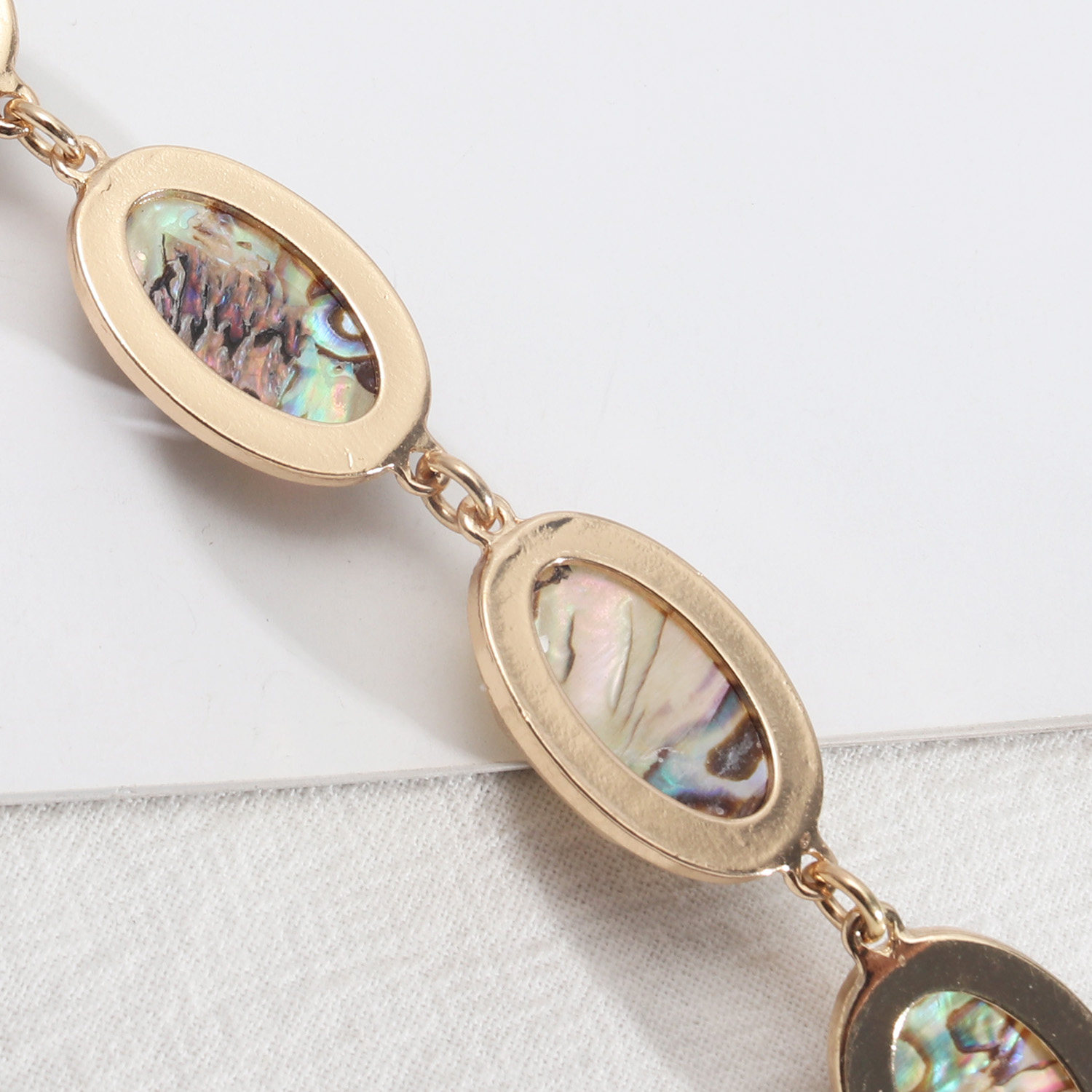 原创设计欧美风饰品鲍鱼贝白贝壳刻面树脂质感手链