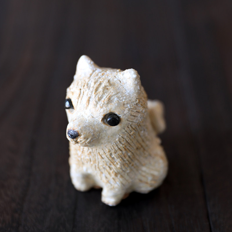 日本进口信乐烧手作荒土陶土小狗可爱摆件法斗摆件