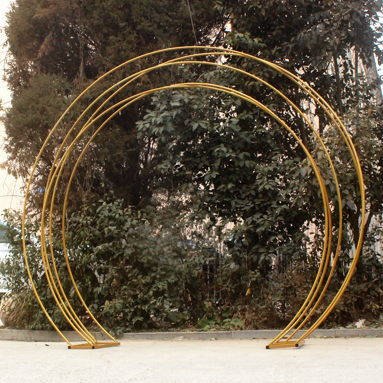 新款婚庆五彩缤纷路引彩虹拱门铁艺几何拱形架子拱门