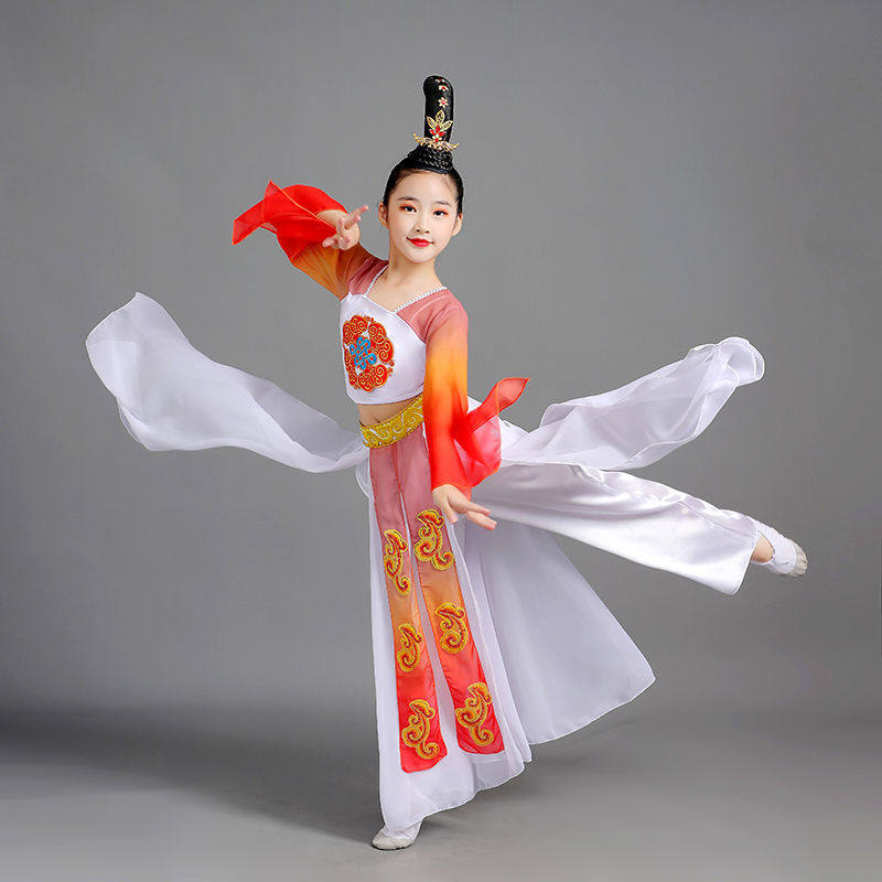 儿童古典演出服霍元甲舞蹈服装女童中国国风扇子儿童演出服