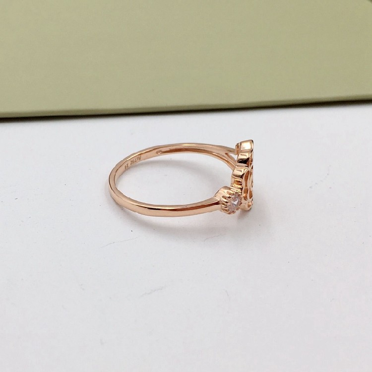 18k金戒指戒指彩金玫瑰花指圈au750玫瑰金锆石锆石手饰