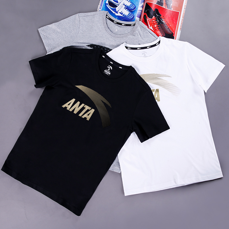 安踏短袖男白色2022夏季新款男士圆领半袖体恤官网旗舰短袖t恤男