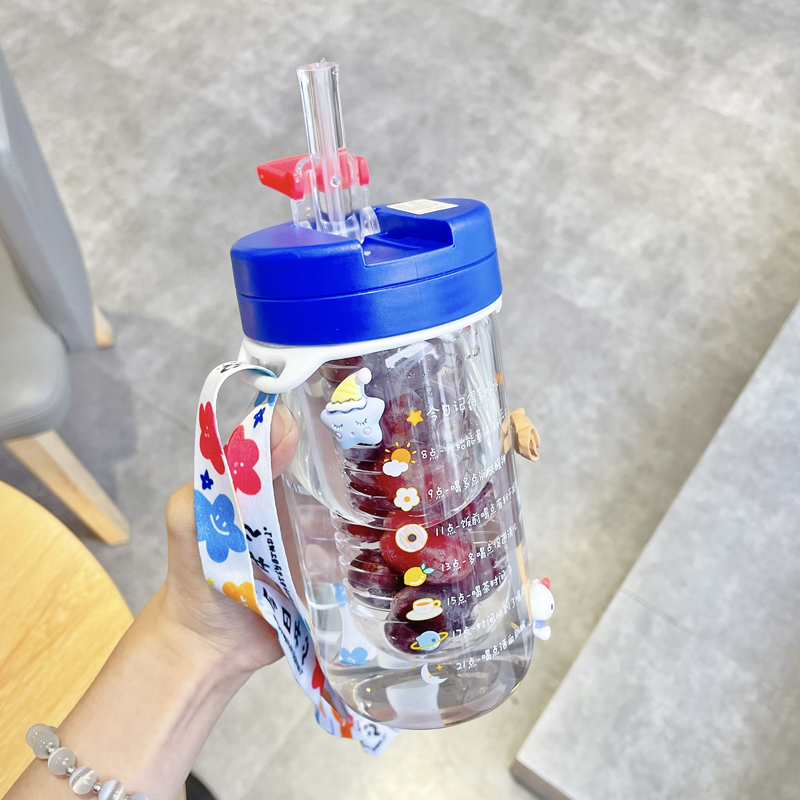 花茶学生网吸管带茶水杯可爱网红学生茶杯ins玻璃杯