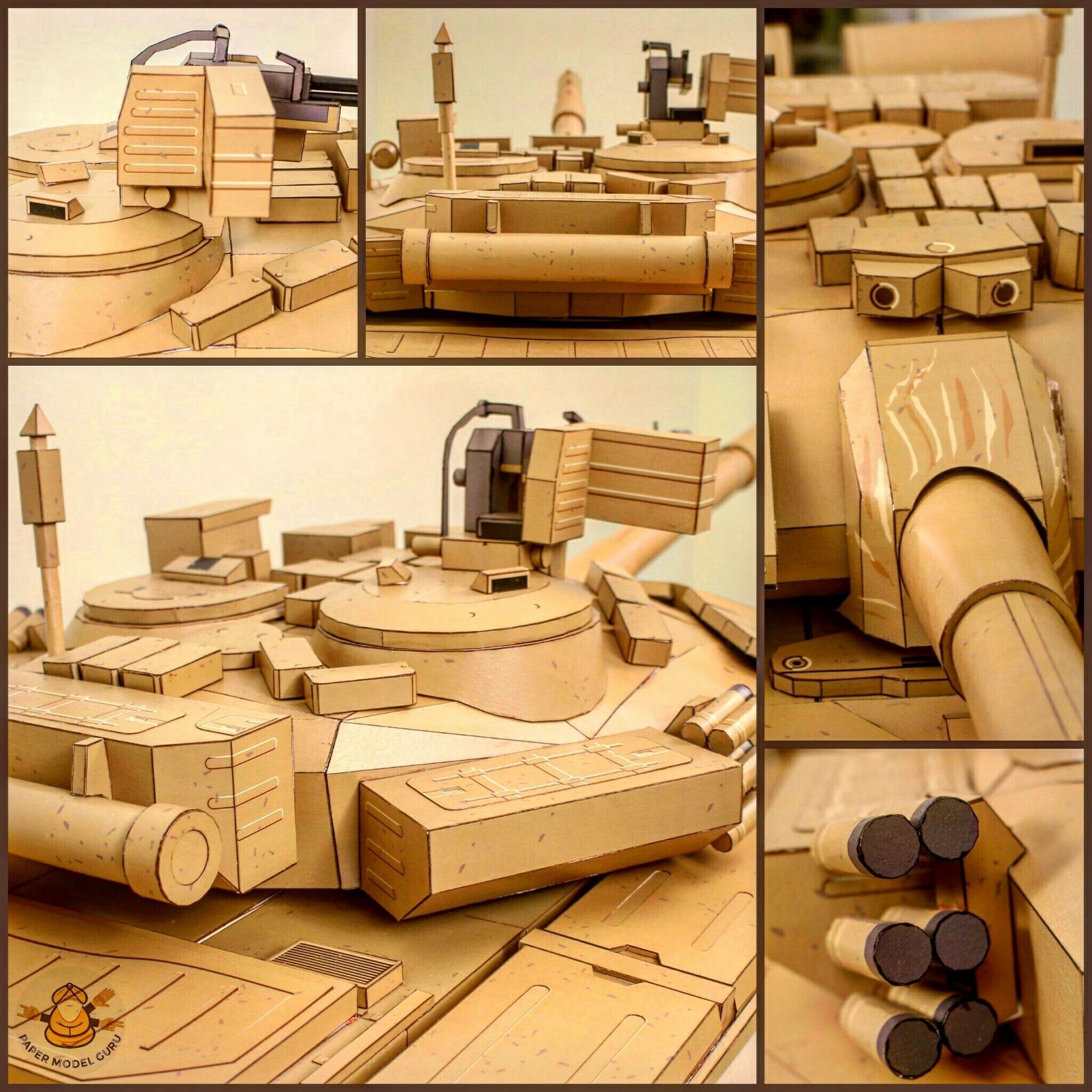 1比6 t90主战坦克 2米长军事3d纸模型diy手工3d立体纸模摆件玩具