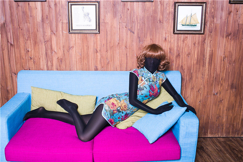 丝袜zentai透明明钢光滑全包紧身衣连身连体全身中筒袜