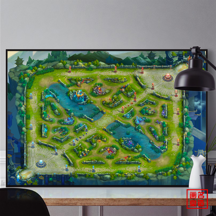 王者荣耀挂画地图主题手游网吧网咖酒吧奶茶餐饮店游戏装饰画壁画