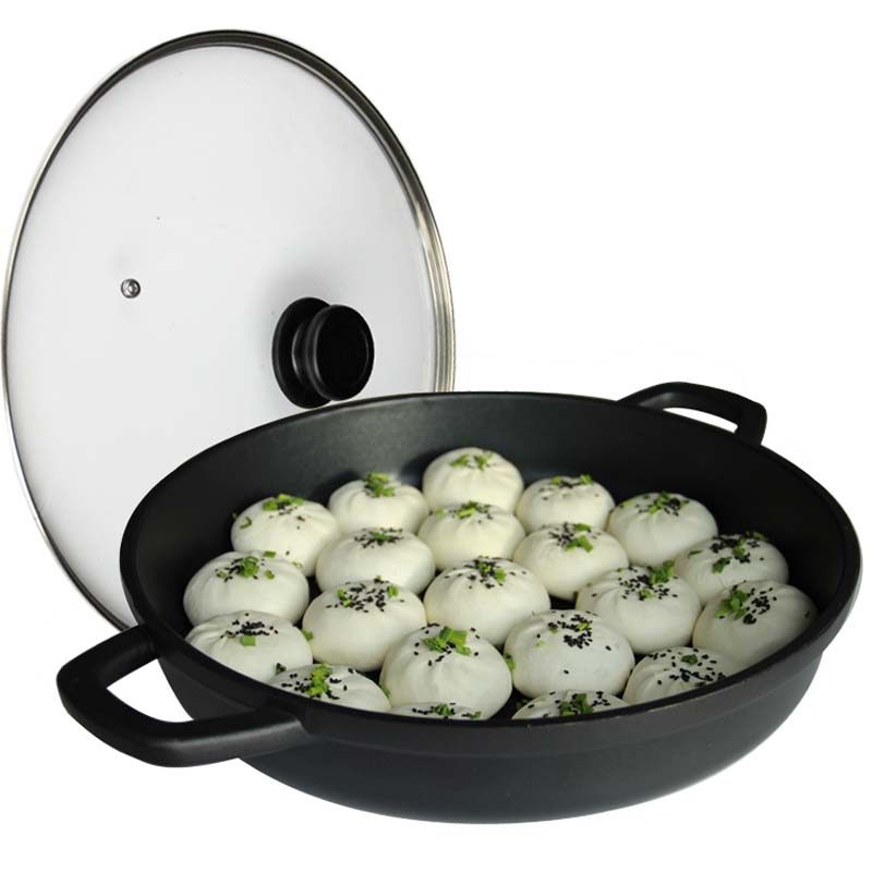 商用大号平底煎锅不粘锅无烟锅生煎锅40cm 电磁炉 燃气灶通用生煎