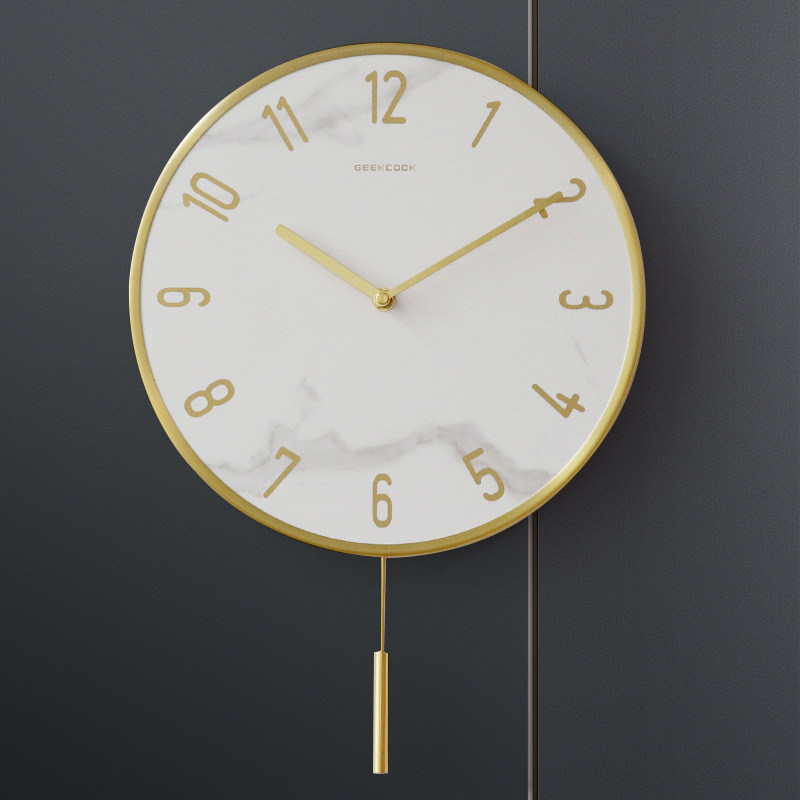 轻奢家用挂墙时尚挂钟北欧现代摇摆时钟客厅挂钟