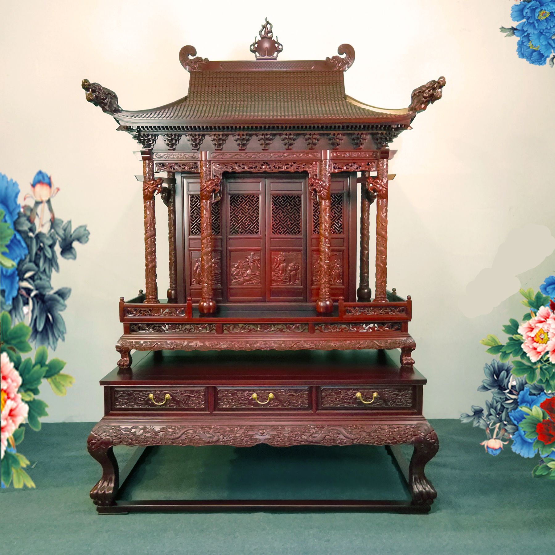 原木榫卯雕花实木花梨红木佛龛佛柜神龛神台佛柜