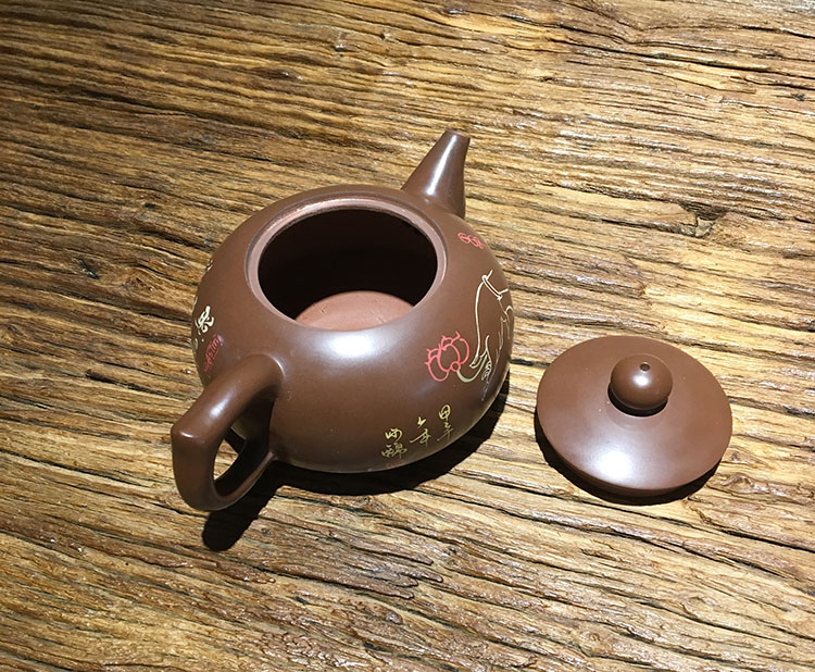 云南建水紫陶茶壶袁应德大师作品何锦黄新国装饰茶壶