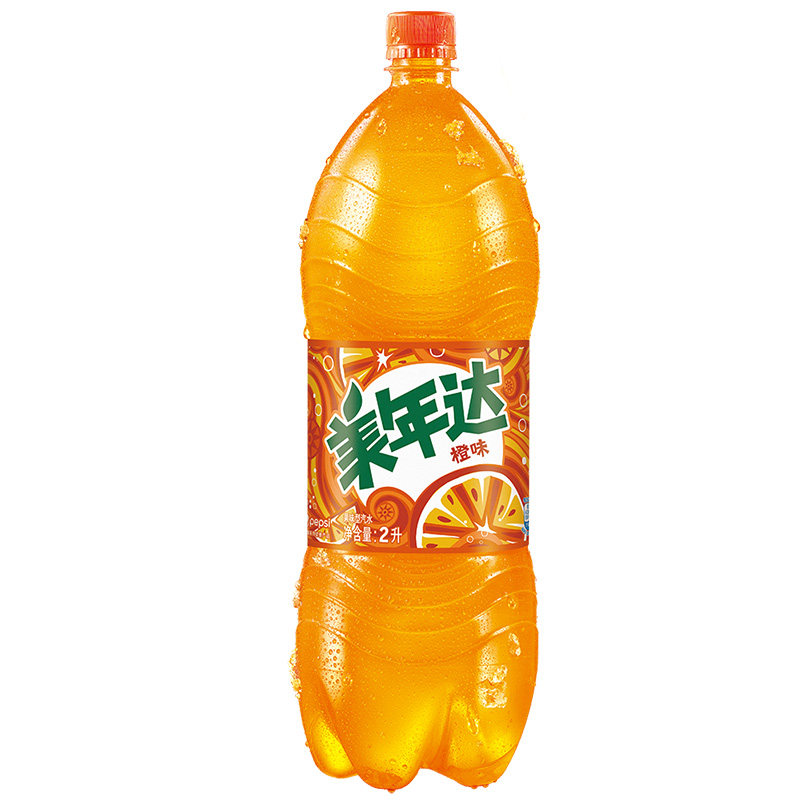 百事可乐出品美年达mirinda橙味碳酸饮料2l6瓶大瓶碳酸饮料