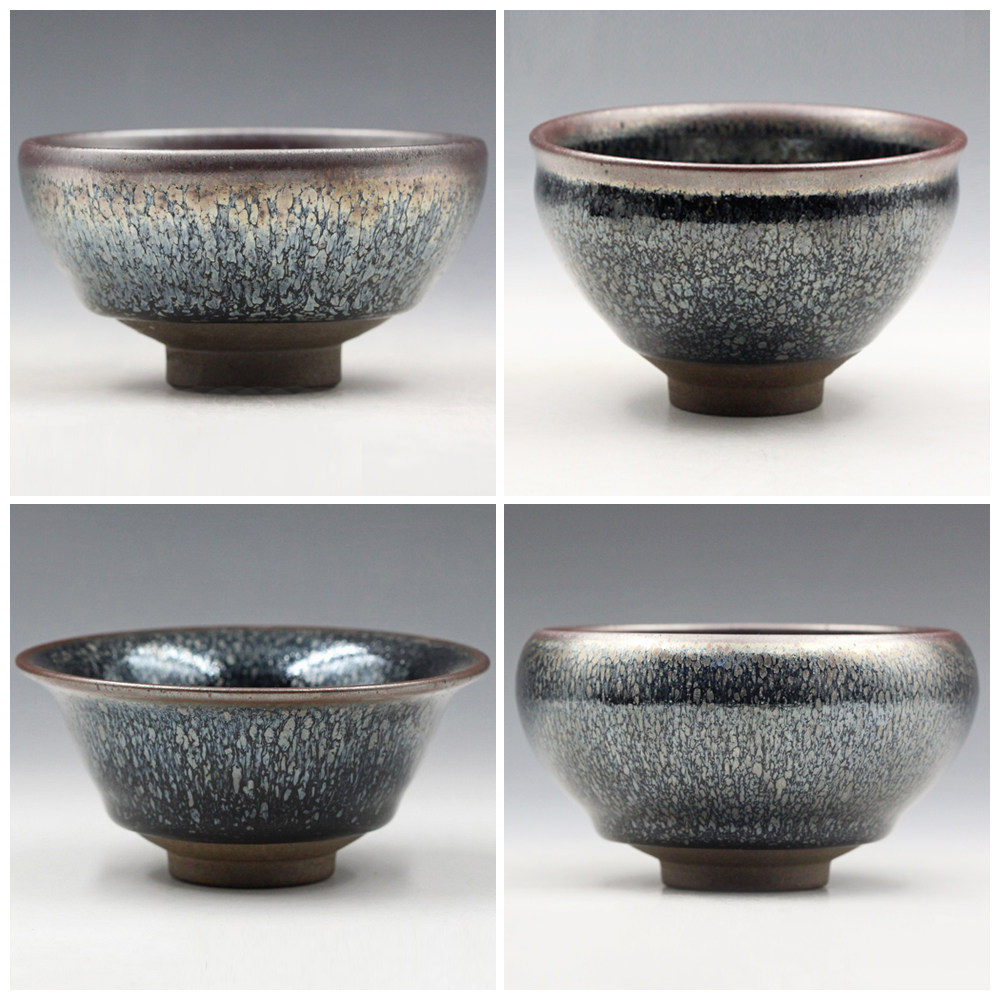 玄牝主人钵形撇口敛束油滴绚蓝天目铁胎建盏茶杯