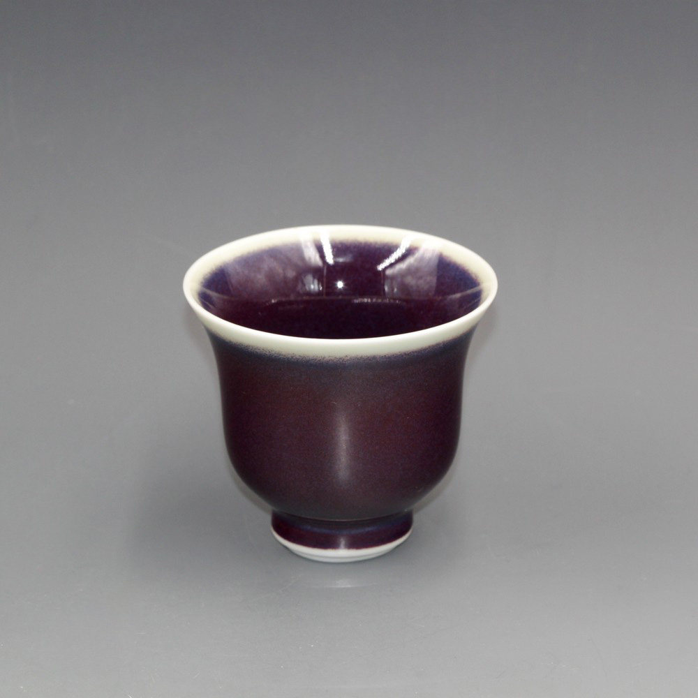 台湾建窑莺歌烧停产茶杯钧釉窑变紫云云杯葡萄茶杯