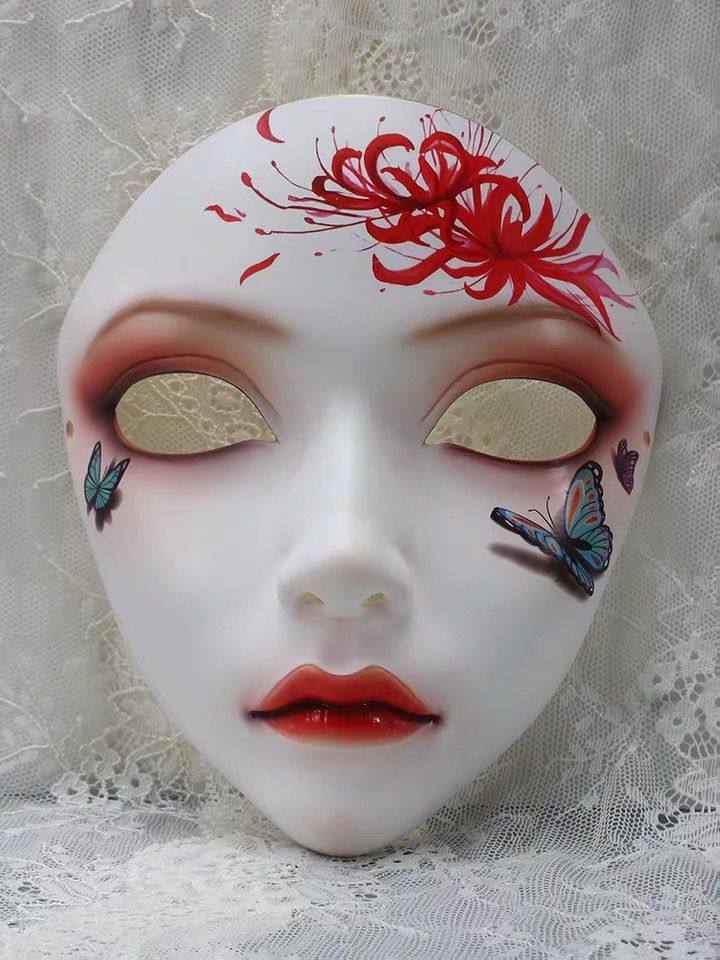 面具鸟 中国风手绘汉服时尚配饰成人派对全脸面罩公主神秘女礼品