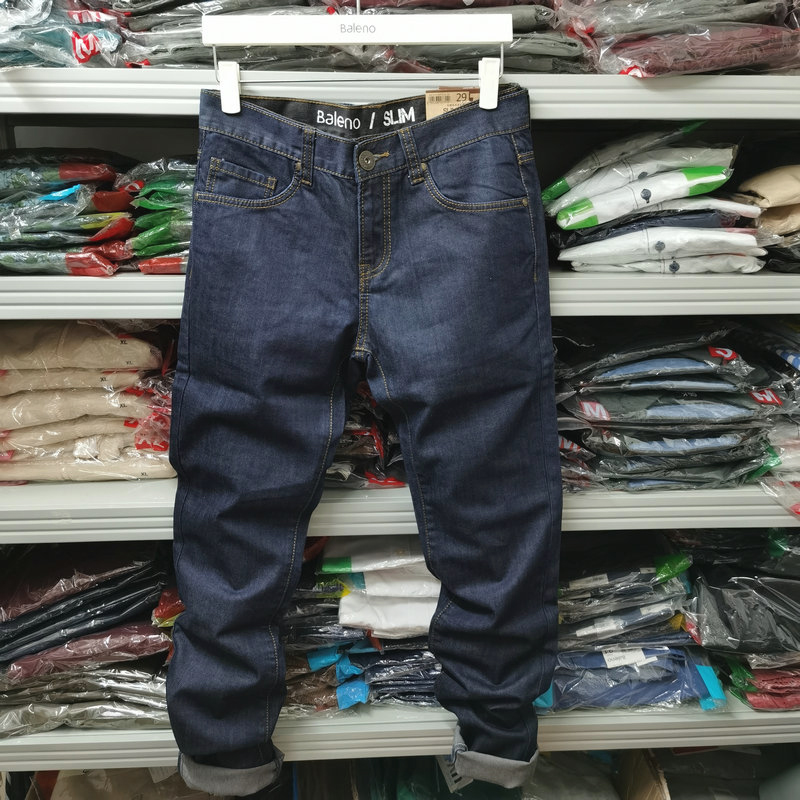 BALENO班尼路牛仔裤夏男装经典时尚低腰修身剪裁四季无弹直脚长裤