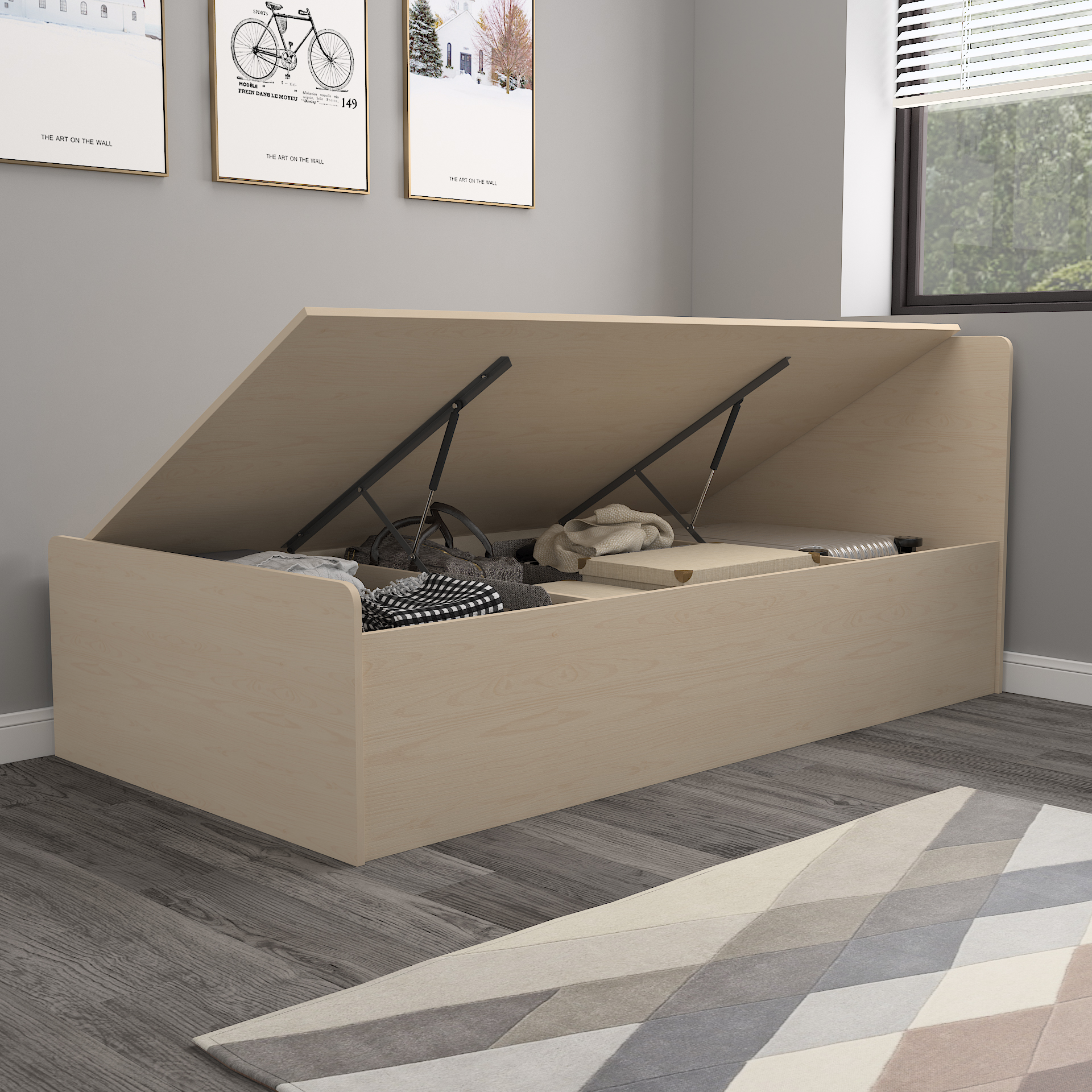 简约小户户型多功能高箱储物床1.5m1.8收纳经济型定制板式床