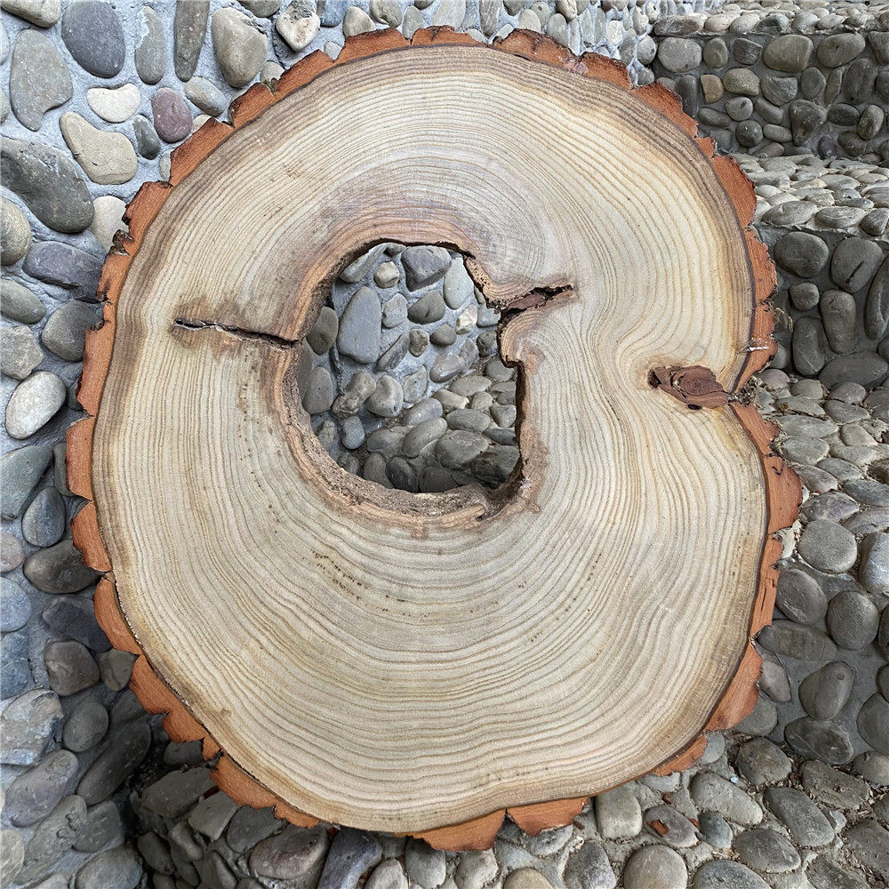 木片木头圆木diy手绘原木年轮直播片带洞画摆件