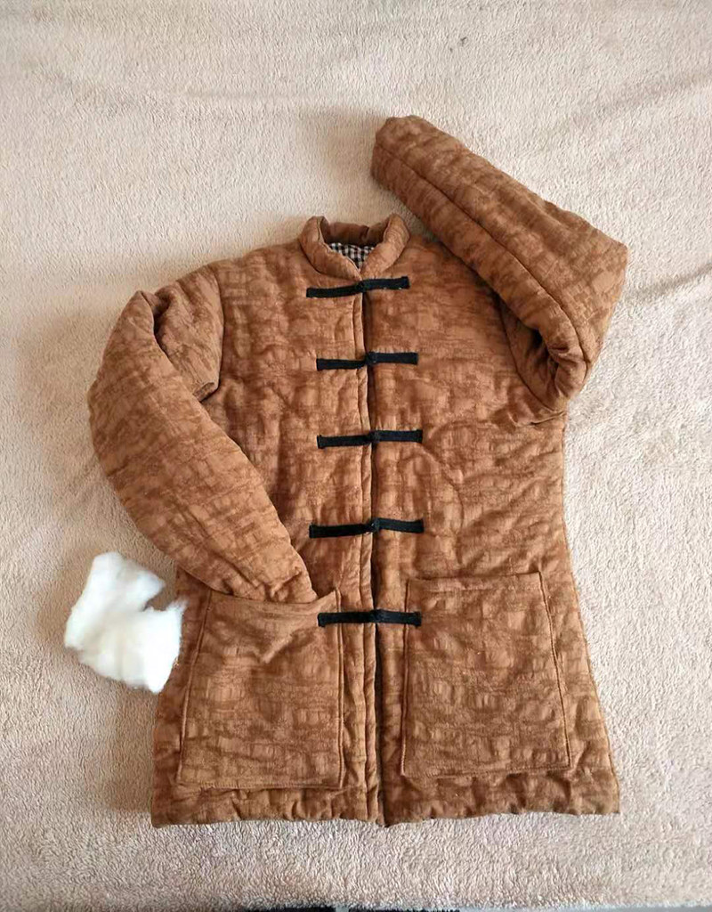 纯棉棉衣提花棉麻加厚内搭修身口外棉花盘口棉衣