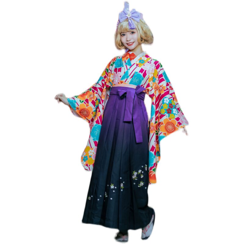 樱之美和风日本传统正装女行灯渐变紫色刺绣樱花民族服装