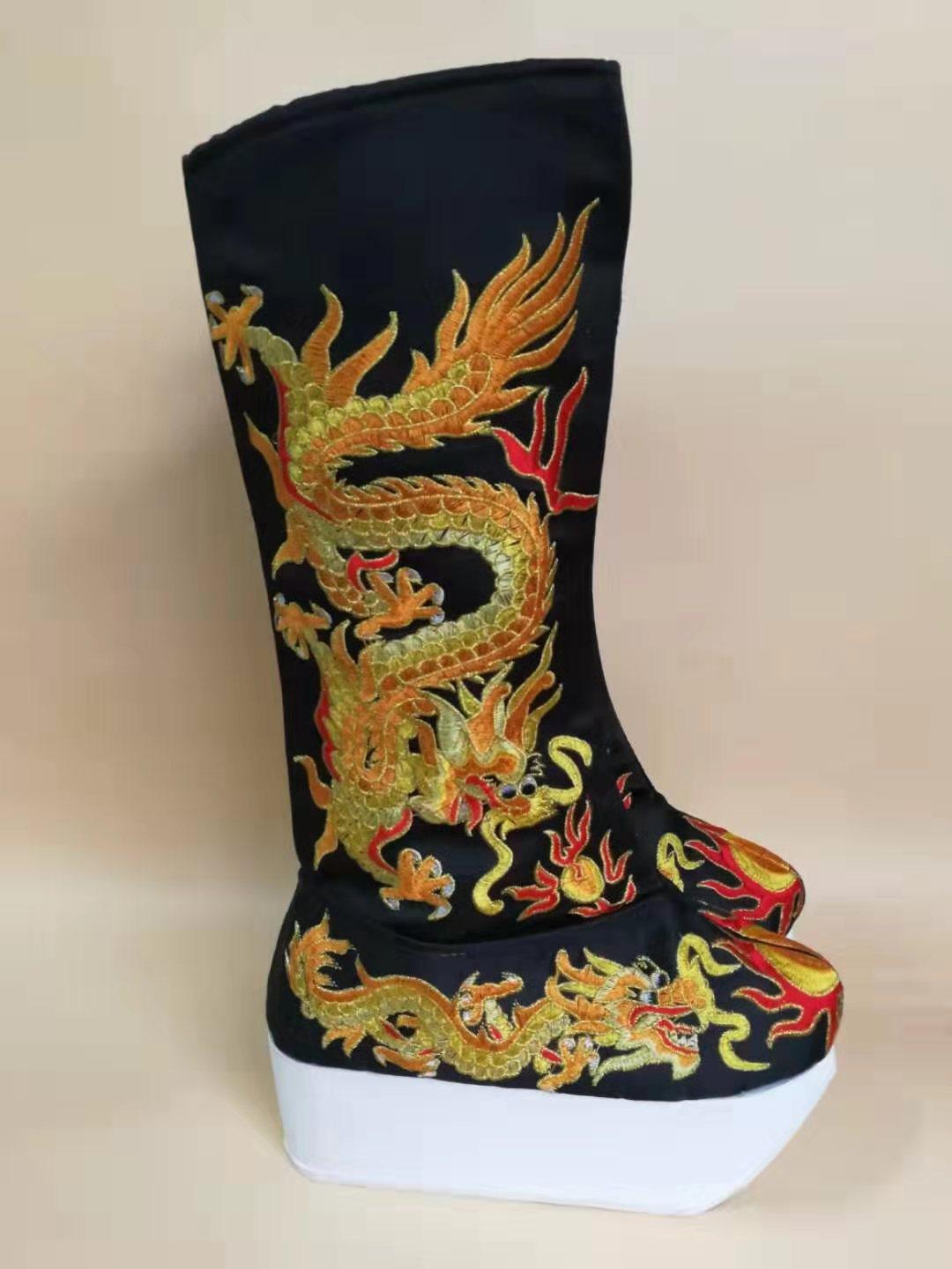 高靴龙靴厚底戏曲戏剧皇帝川剧变脸绣龙朝靴古典舞鞋