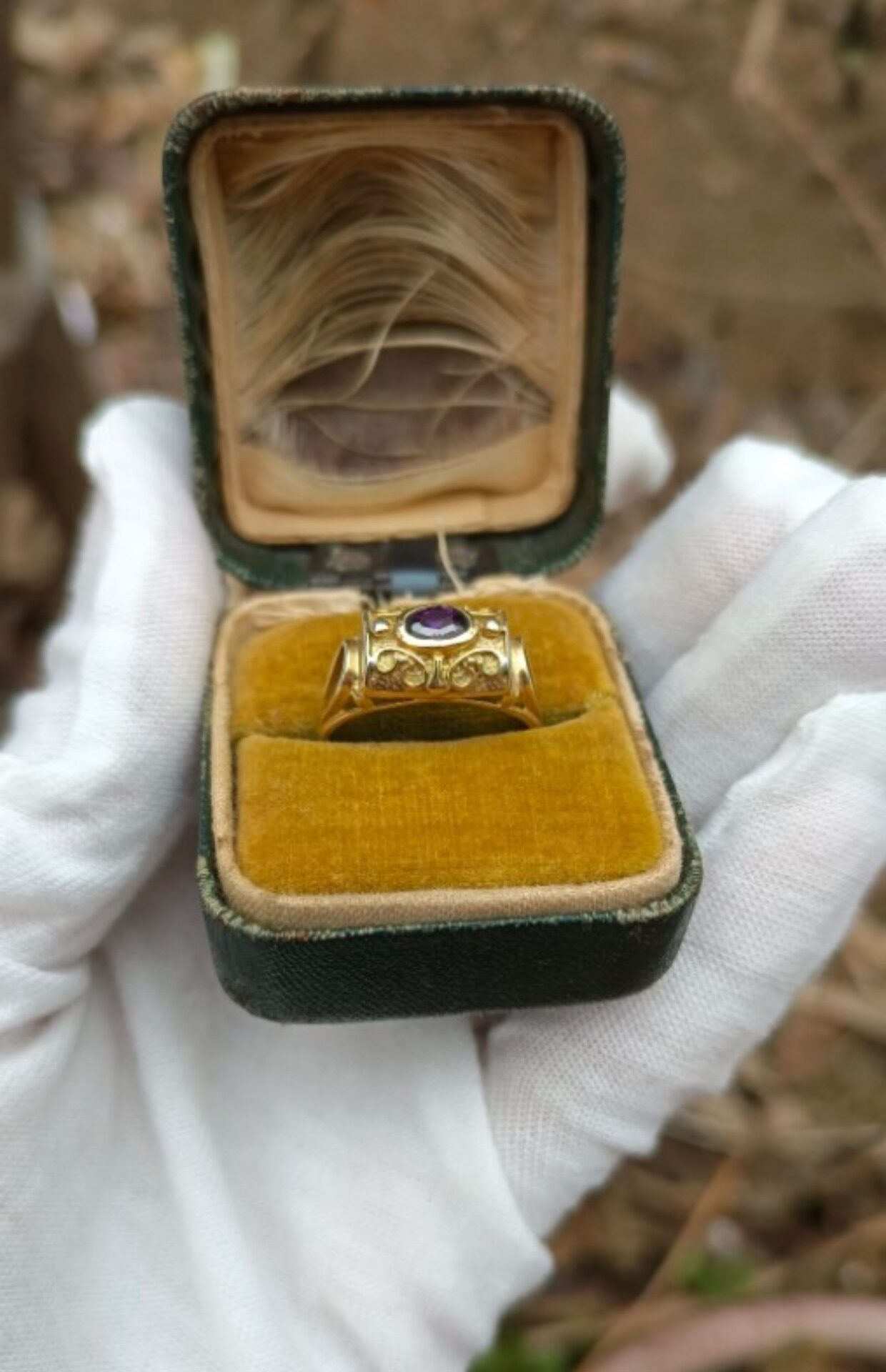 德国古董1960年代银鎏紫水晶戒指宫廷复古中古饰品戒指