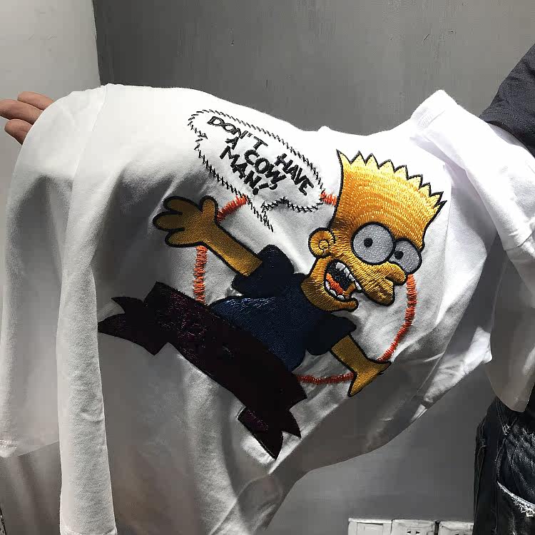 off原创潮牌white短袖 19ss 辛普森联名 箭头 ow短袖 男女情侣t恤