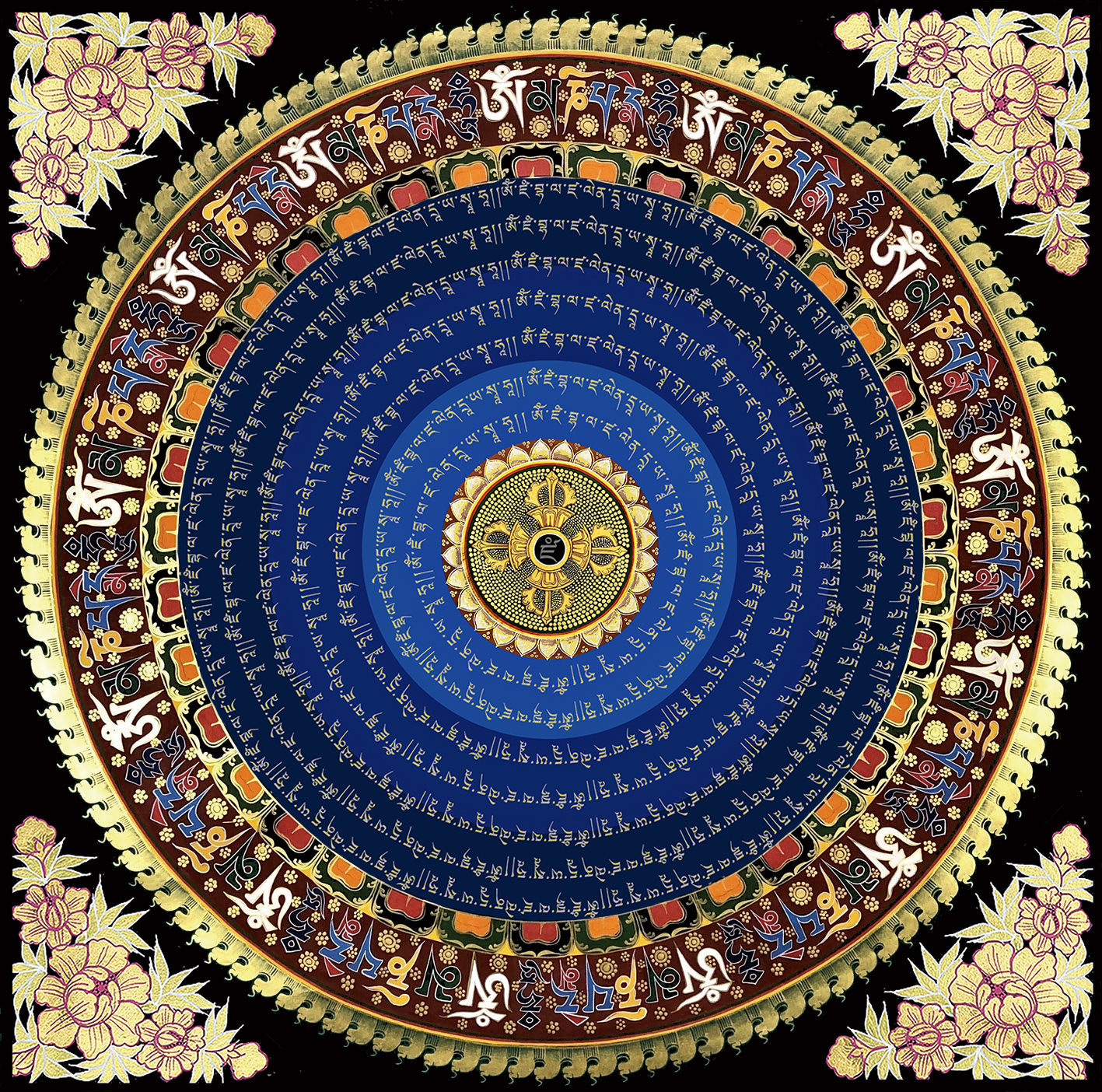 黄财神财神心咒西藏坛城静心减压唐卡描金涂色diy