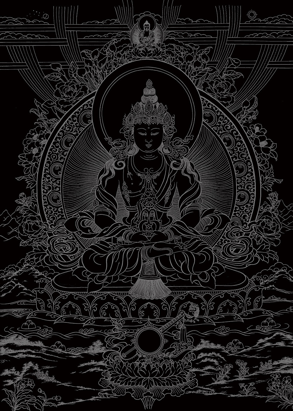 释迦牟尼尼蓝唐描金画稿静心减压佛像涂色线稿diy